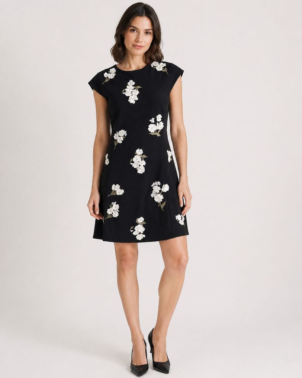 NWT WHBM CS Applique Mini Dress Black Floral Size 12 $210
